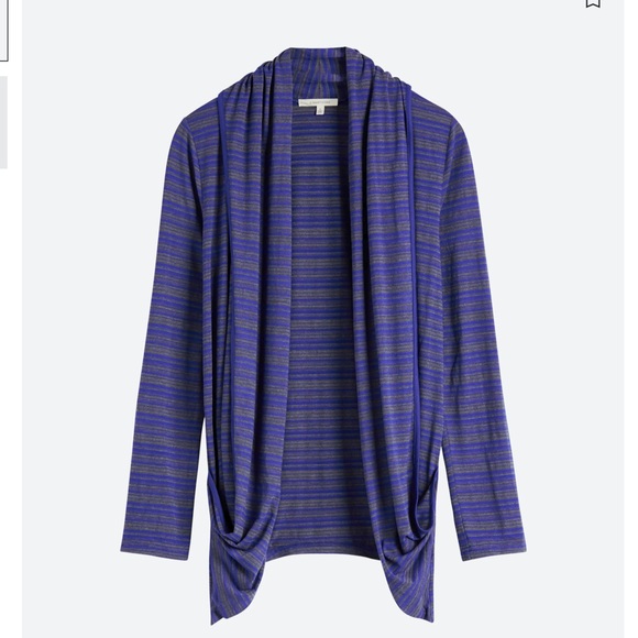 41 HAWTHORN Women’s Cardigan Concord Striped Draped Pocket Sweater blue & gray - Picture 8 of 8